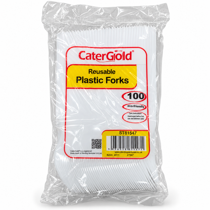 CaterGold Reusable Plastic Forks packaging