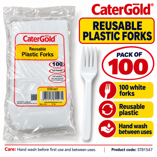 CaterGold Reusable Plastic Fork with product details