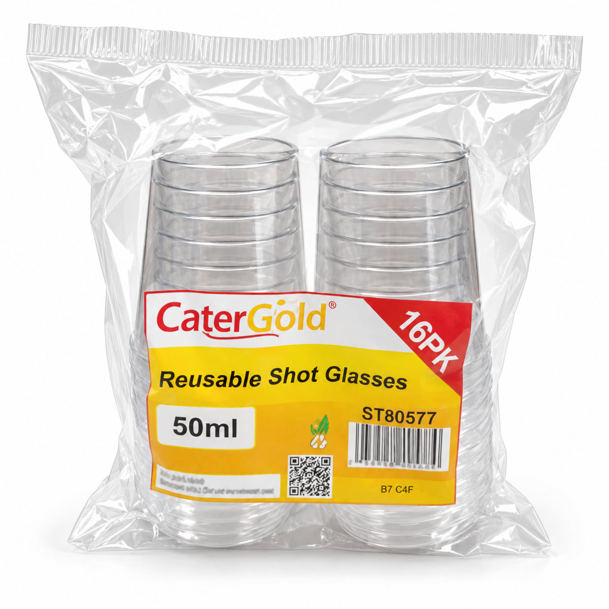 CaterGold Reusable Shot Glasses 50ml, 16 Pack
