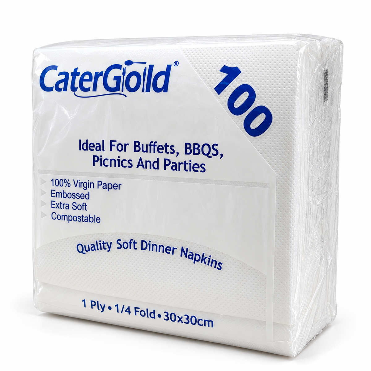 CaterGloild white dinner napkins packaging