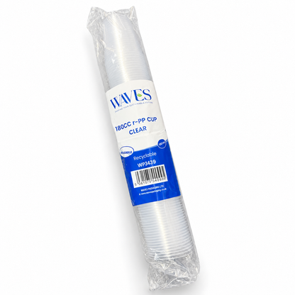 Waves 180cc r-PP Cup Clear Packaging