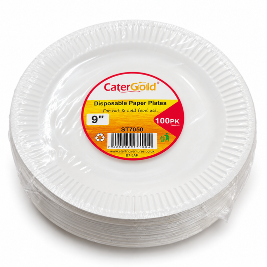 CaterGold 9-Inch Disposable Plates Packaging Front