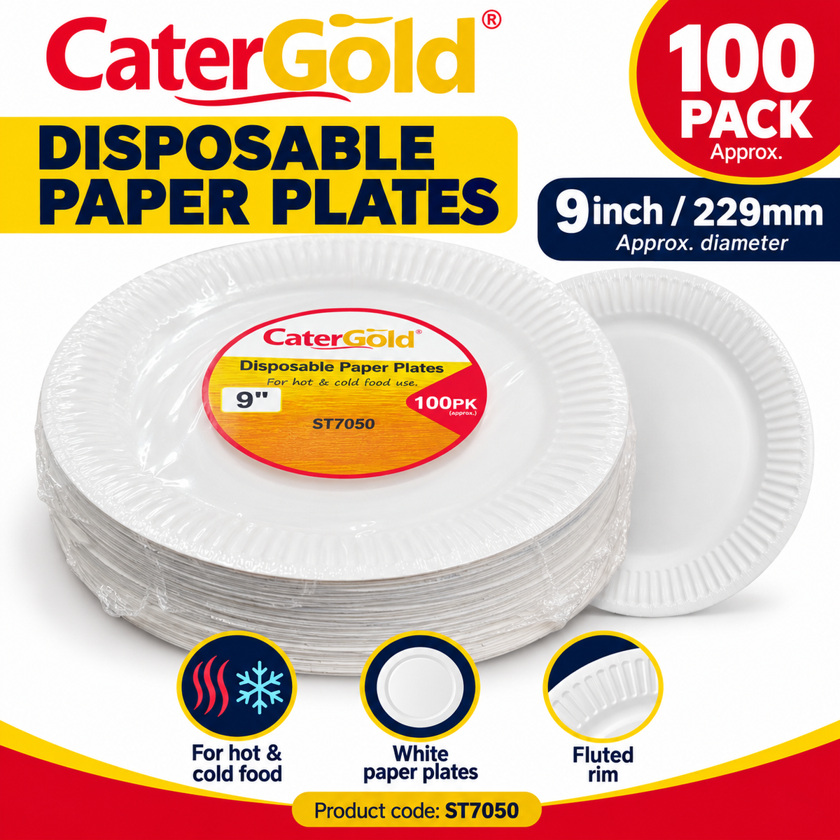 CaterGold 9-Inch Disposable Plates Packaging Back