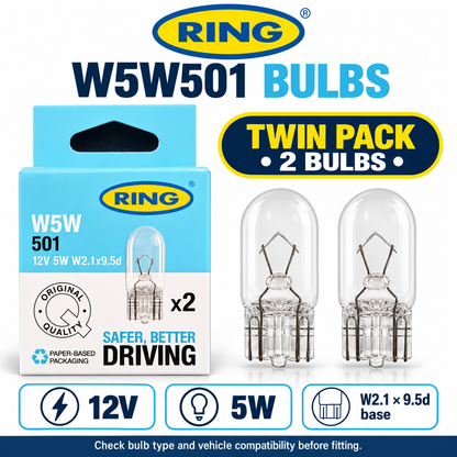 Ring W5W 501 Bulbs twin pack back view