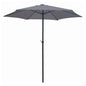 2.7M WIND UP PARASOL WITH STEEL SHAFT - GREY