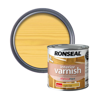 Ronseal Diamond Hard Light Oak Gloss Interior Wood Varnish 250ml