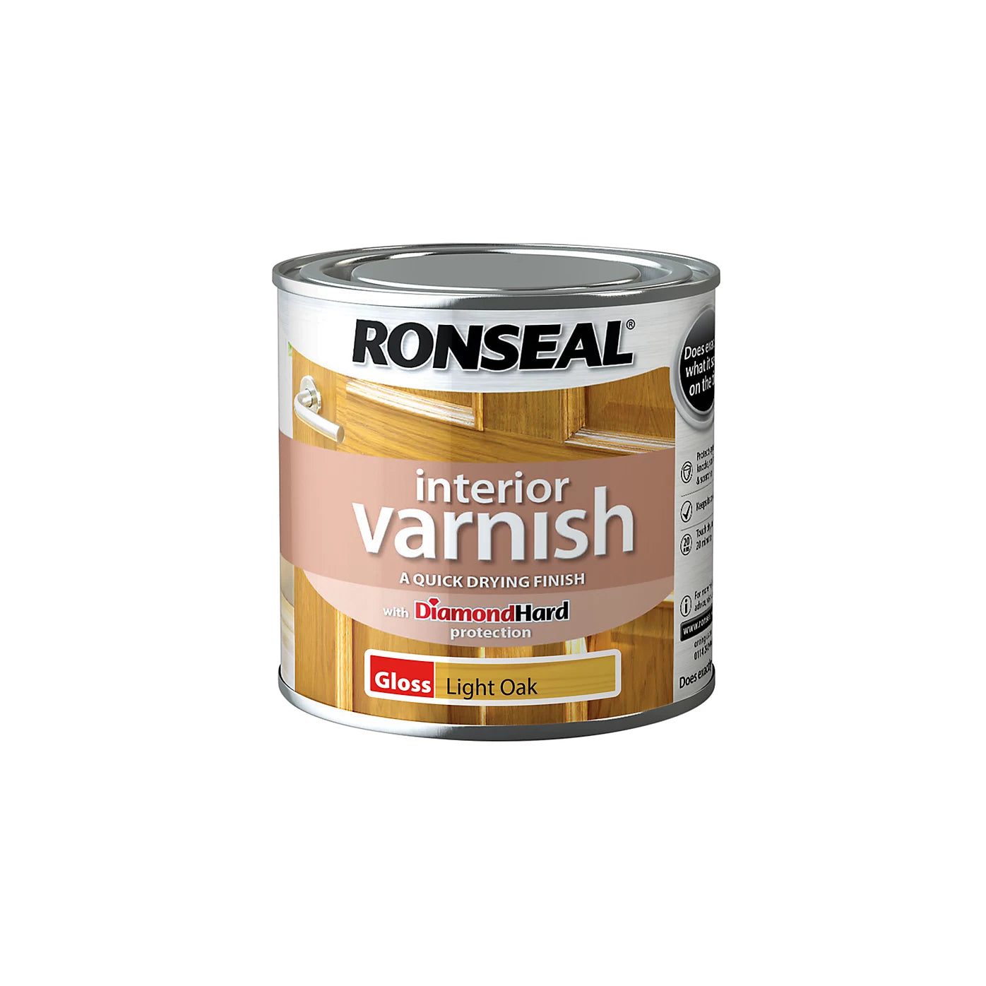 Ronseal Diamond Hard Light Oak Gloss Interior Wood Varnish 250ml