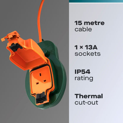 DAEWOO WEATHERPROOF 1 WAY 15M GARDEN EXTENSION CABLE