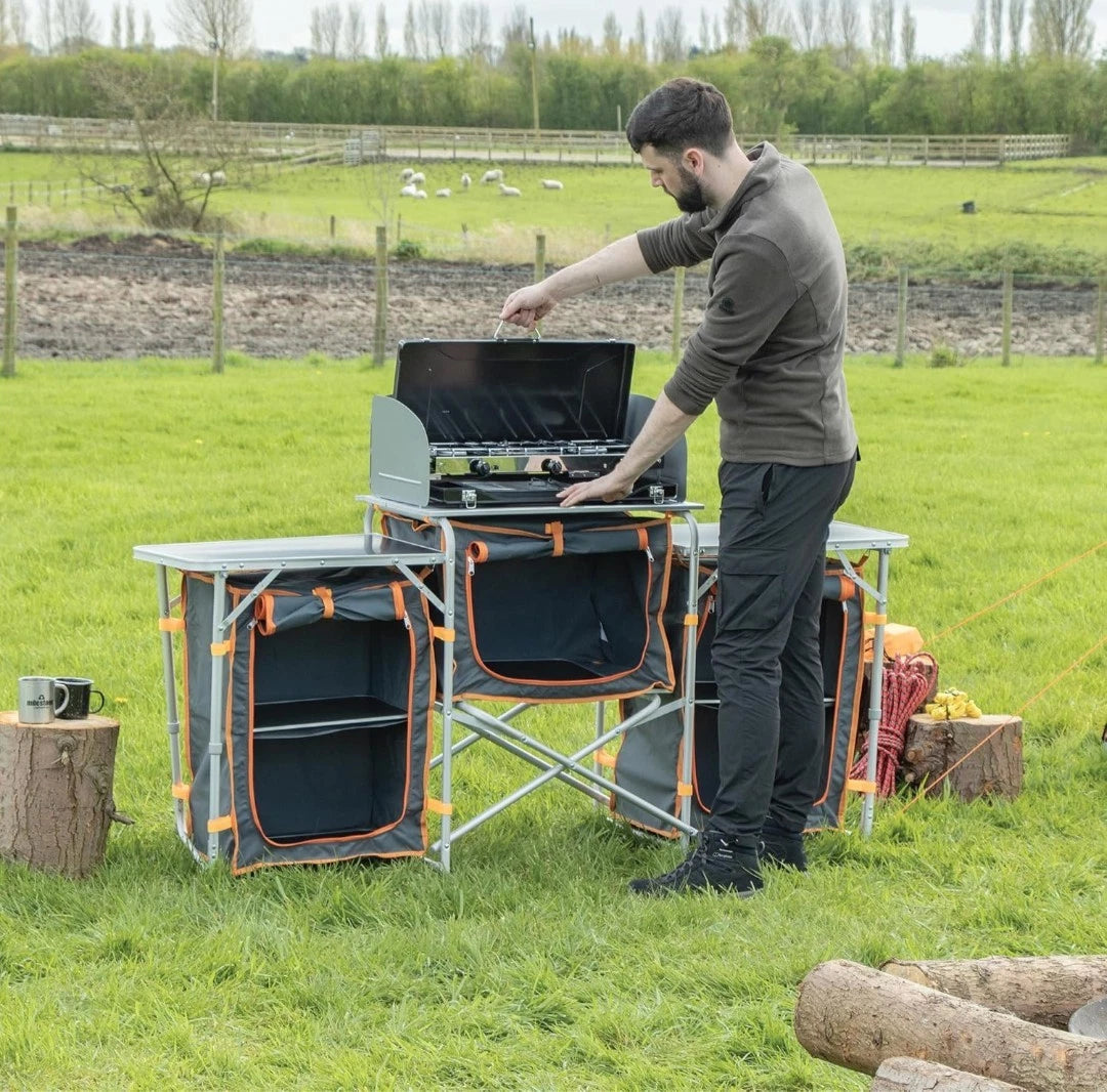 Milestone 14.5kW Double Burner Gas Stove and Grill Portable Black