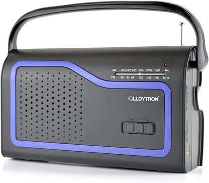 Lloytron 'Ibiza' 2 Band AC/DC Portable Radio with Carry Handle – Black (N2402BK)