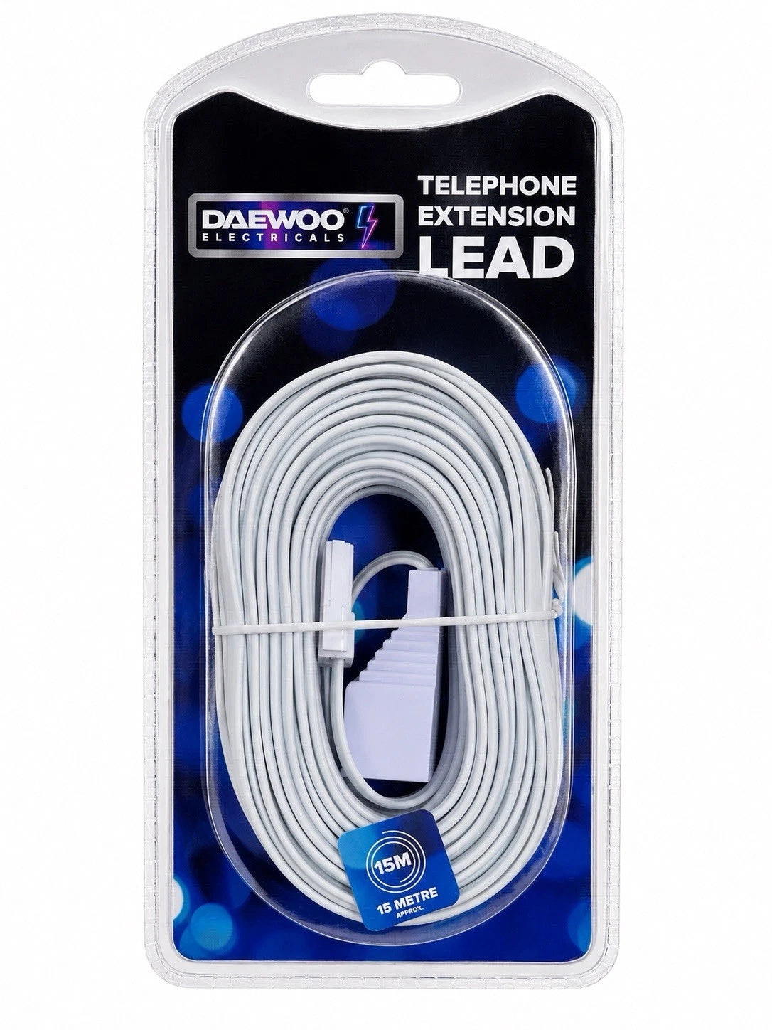 Daewoo 15m Telephone Extension Lead TEL1018 – Long Home &amp; Office Phone Cable