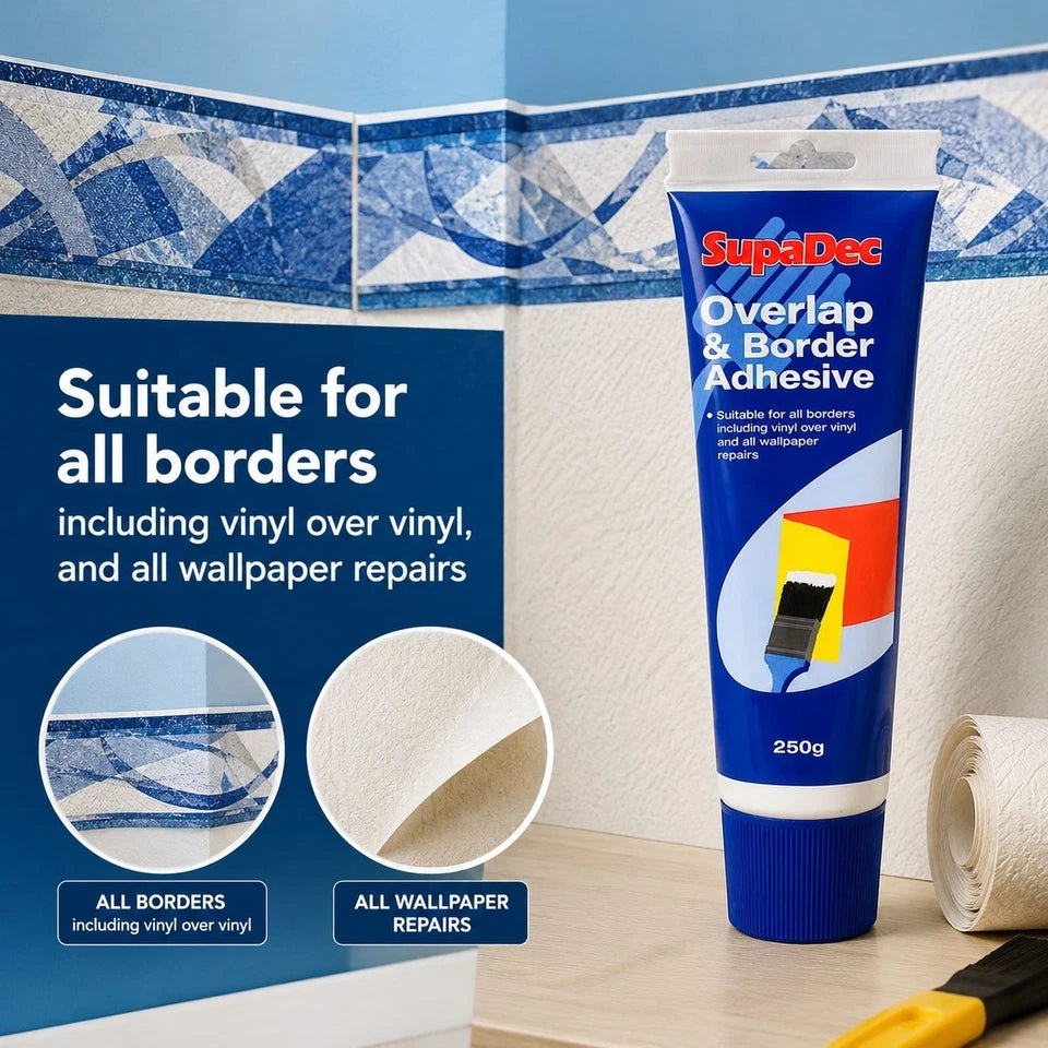 SupaDec Ready to Use Overlap & Border Adhesive 250g – Wallpaper Repair & Border Glue