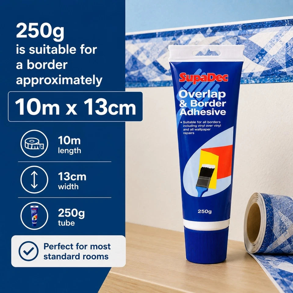 SupaDec Ready to Use Overlap & Border Adhesive 250g – Wallpaper Repair & Border Glue