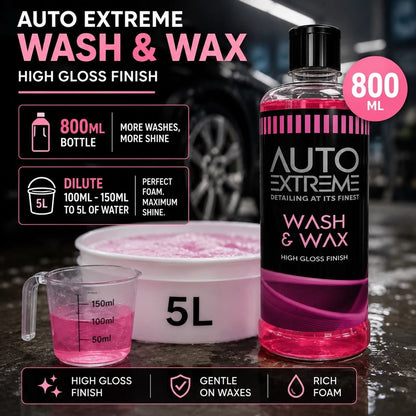 Auto Extreme Wash & Wax 800ml – Concentrated Car Shampoo with High Gloss Finish