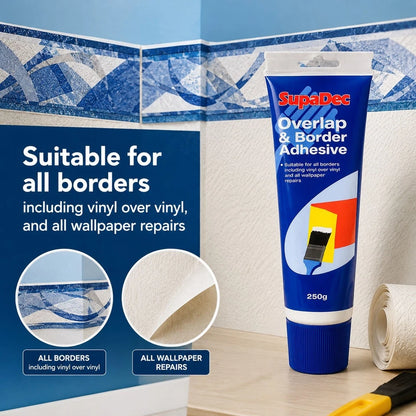 SupaDec Ready to Use Overlap & Border Adhesive 250g – Wallpaper Repair & Border Glue